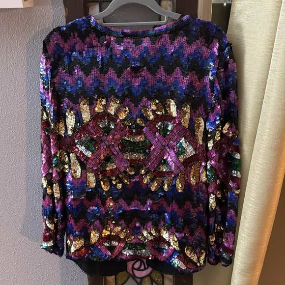 Vintage 1980’s Sequin Shimmer Glam Evening Long sleeve Jacket Cardigan Small - Picture 6 of 7